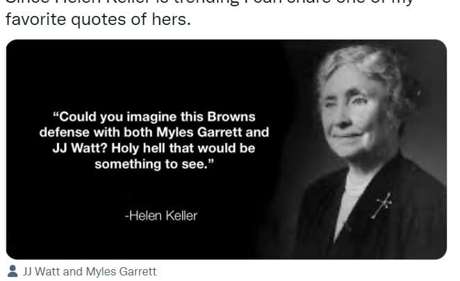 helen keller fake quote on football