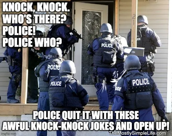 Police breaking in door