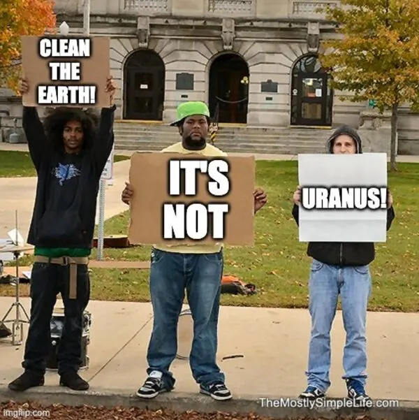 Protesters with signs.