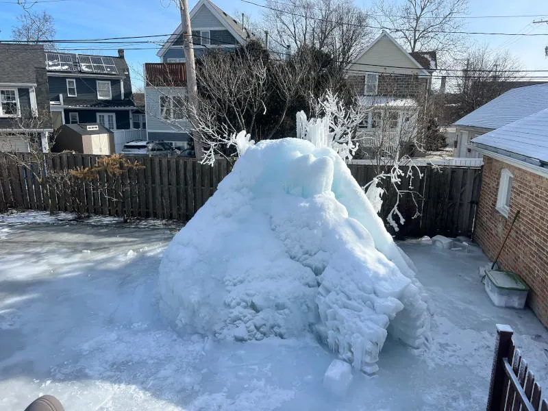 large igloo built in our backyard